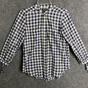 Abercrombie & Fitch Gingham Check Button Up Shirt Small Blue White 3/4 Sleeves
